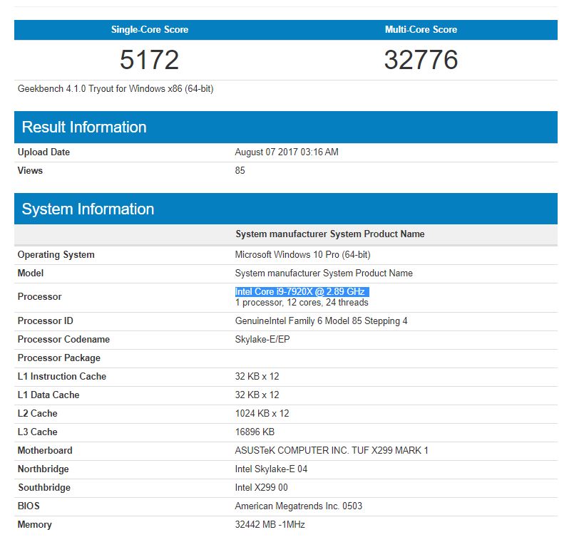 První testy 12jádrového Intelu Core i9-7920X