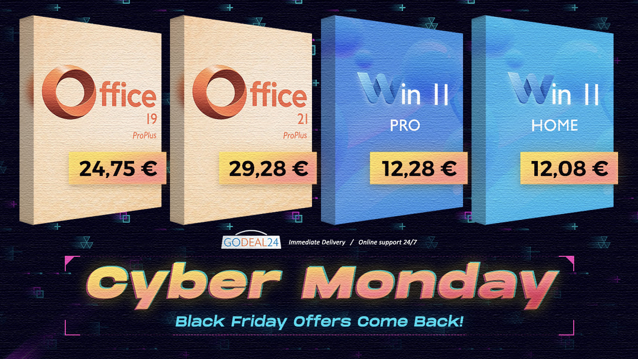 Godeal24 Cyber Monday Flash Sale! Poslední šance na digitální klíče MS Office a WinOS, již od 12,28 €