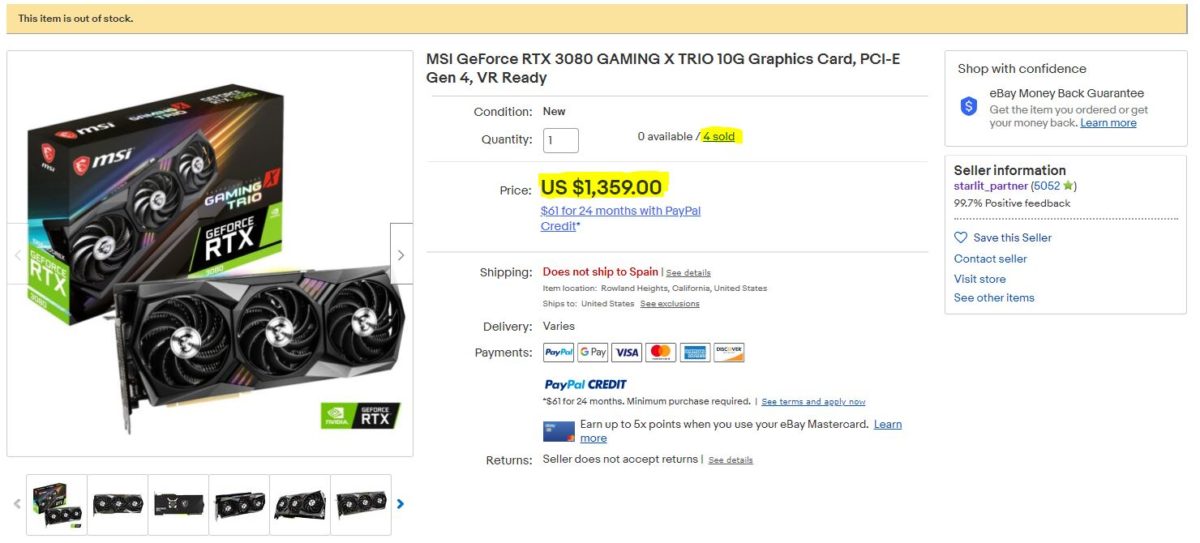 MSI reaguje na obvinění z prodeje RTX 3080 na eBay za nafouknuté ceny