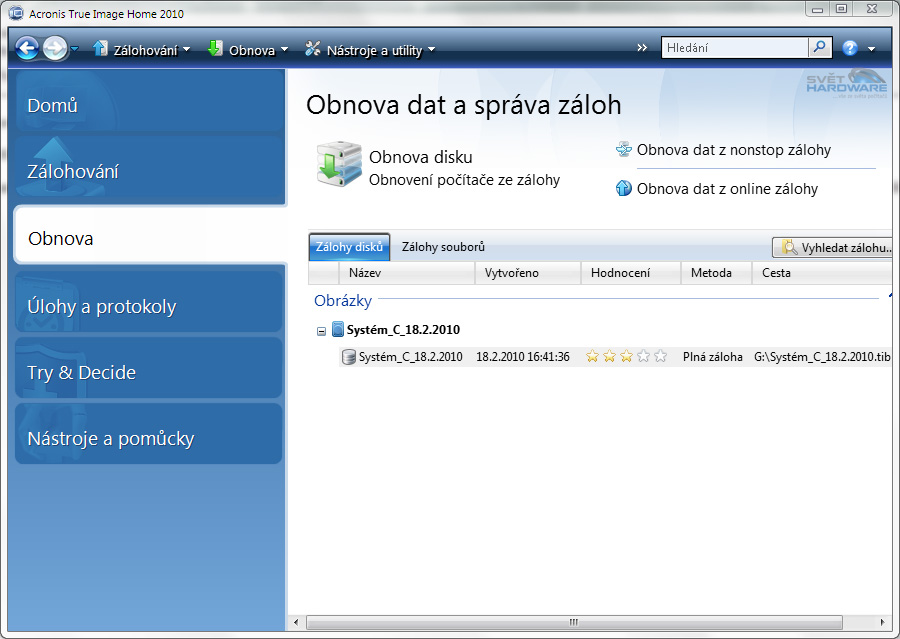 Acronis True Image Home 2010: co umí?