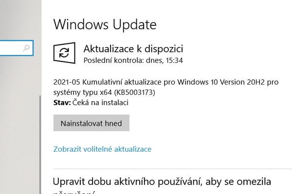 Květnové kumulativní updaty Windows 10 jsou tady. Končí podpora verze 1909