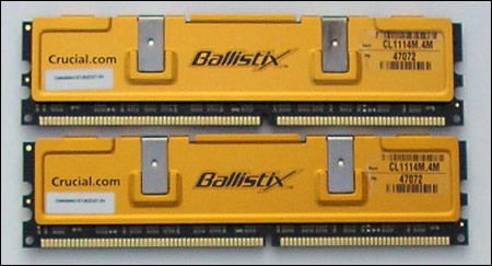 Crucial Ballistix PC3200 DDR400, 2x512MB, dual channel