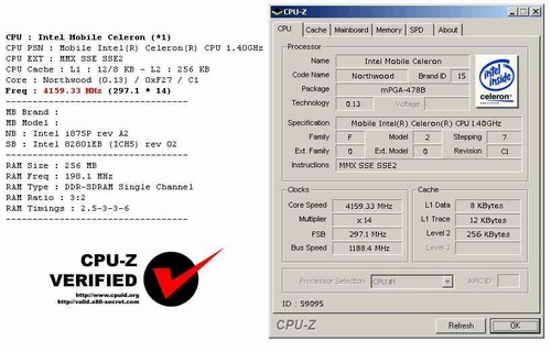 Mobilní Celeron přetaktován na 4,16GHz!