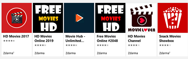 Windows Store zaplavují aplikace slibující filmy zdarma