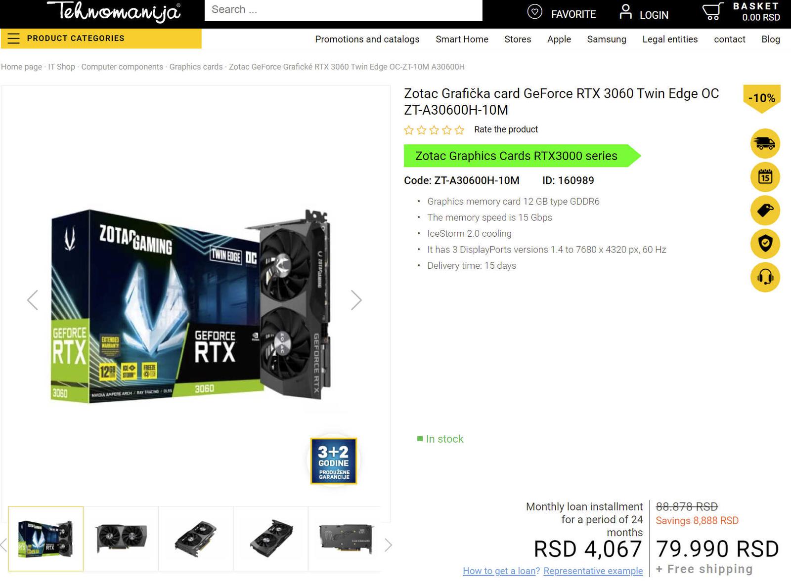 Srbské obchody už nabízely ZOTAC RTX 3060, za kolik?