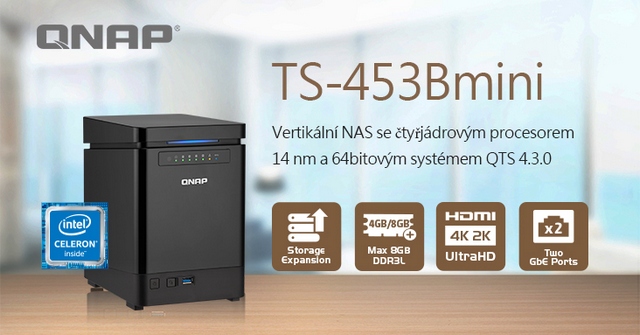 QNAP uvádí elegantní TS-453Bmini se čtyřjádrovým Intelem