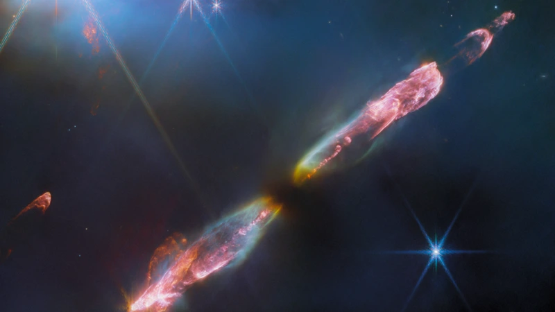 James Webb Space Telescope (JWST) vyfotil objekt Herbig-Haro 211 (HH 211)