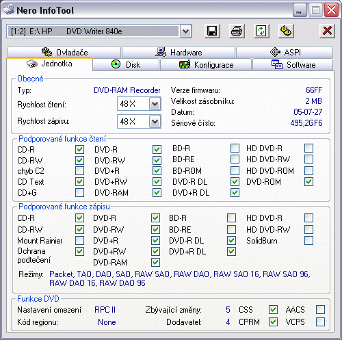 HP DVD-840e aneb zakuklená LG GSA-4166B