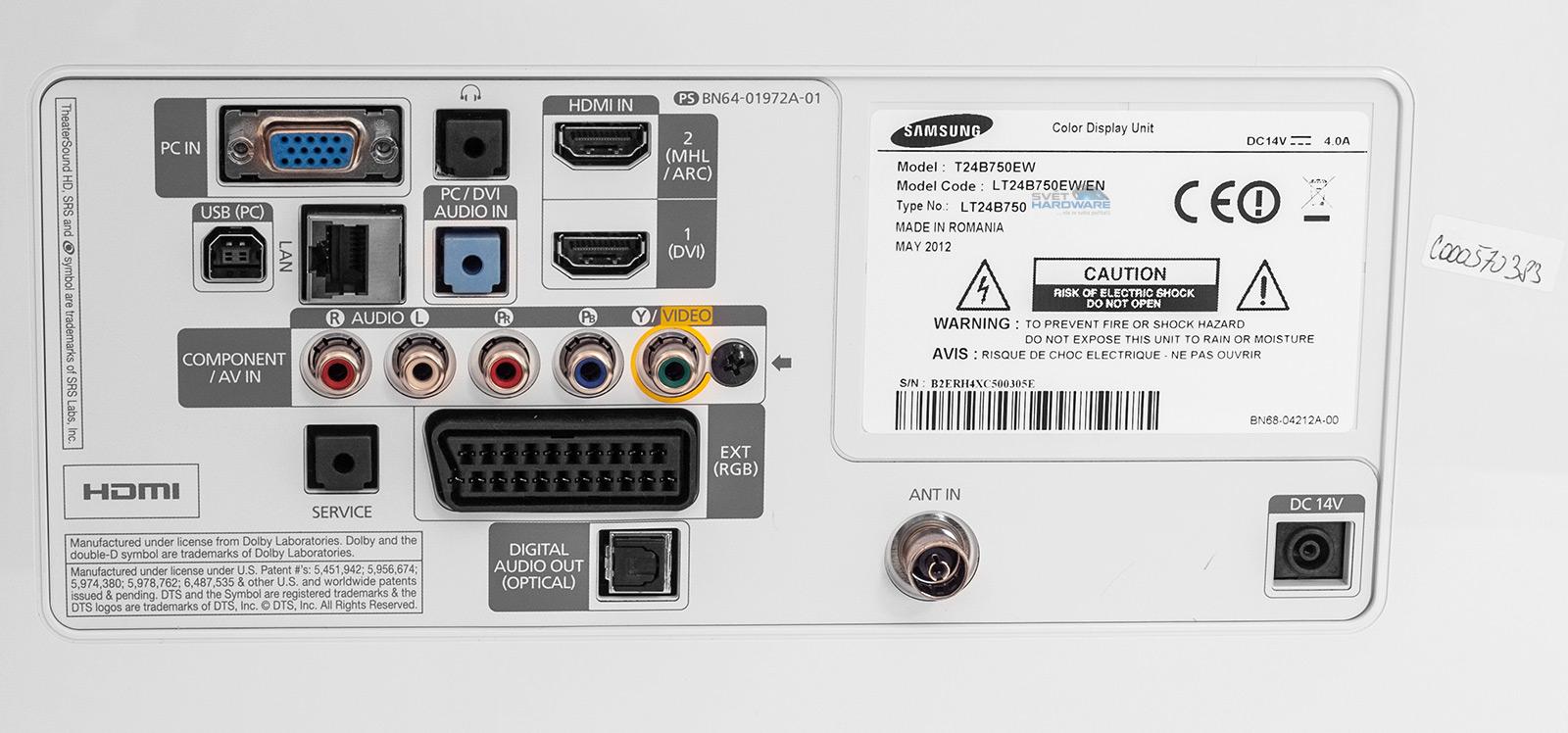 Samsung T24B750: monitor, televize a MMC