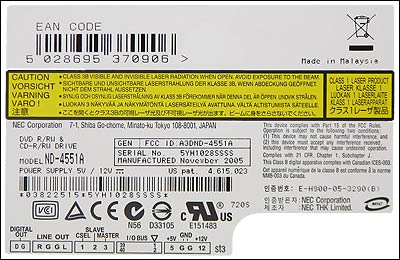 NEC ND-4551: DVD-RAM, LabelFlash a kvalita