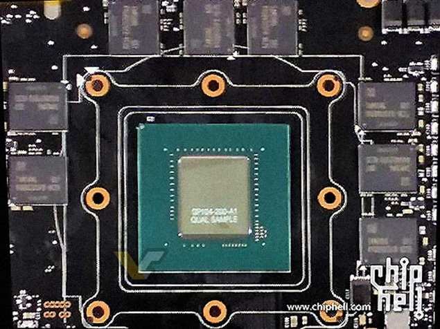 NVIDIA GP104-400 vyfocen s paměťmi GDDR5X