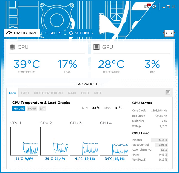 NZXT CAM 2.0: bohatý monitorovací software