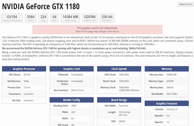 GeForce GTX 1180 už je v databázi GPU-Z