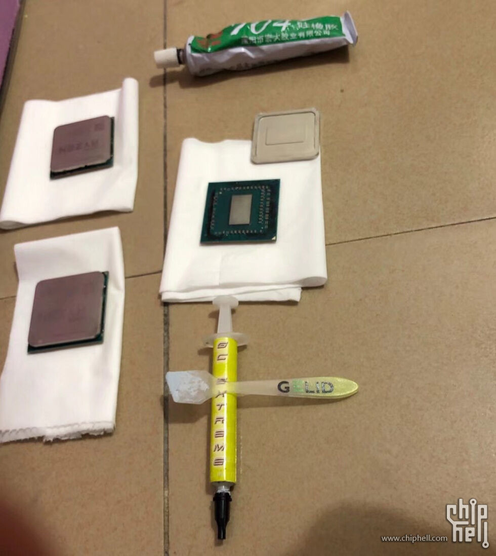 AMD Ryzen 3 3200G zbaven heatspreaderu a vyfocen