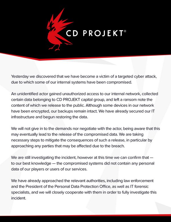 CD Projekt byl hacknut, unikly zdrojáky Cyberpunku i Zaklínače 3?
