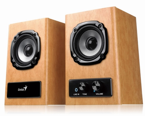 Dřevěná reprosoustava k notebookům od Genius