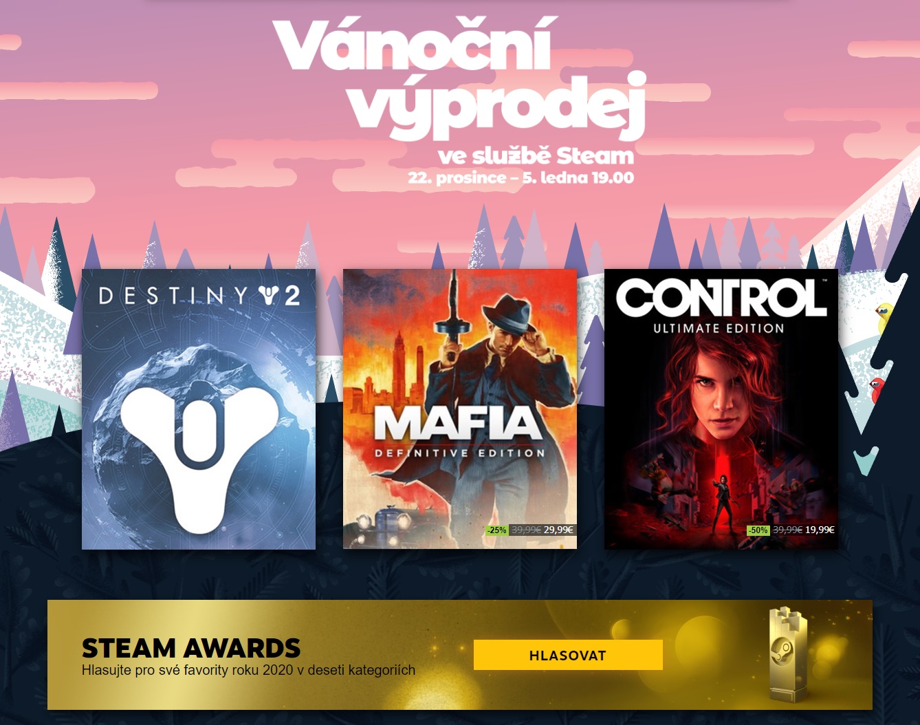 Steam odstartoval vánoční výprodej a hlasování Steam Awards