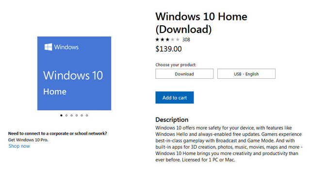 Microsoft navyšuje cenu Windows 10 Home o 40 %