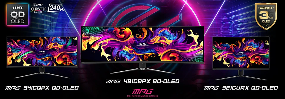 MSI uvedlo 32" zakřivený herní monitor MPG 321CURX s panelem QD-OLED