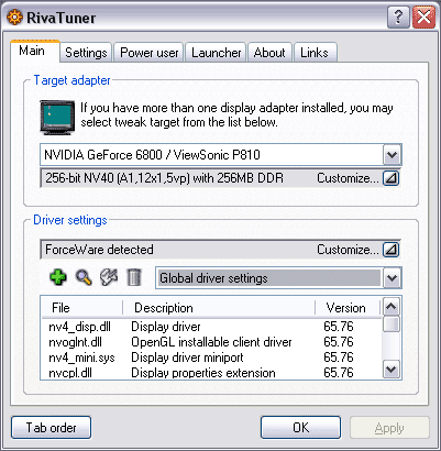 RivaTuner a aktivace pipeline na GeForce 6800