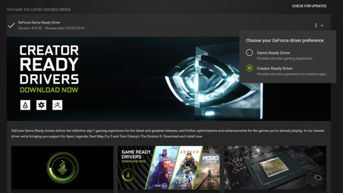 NVIDIA vypustila první Creator Ready Drivers: více výkonu pro práci