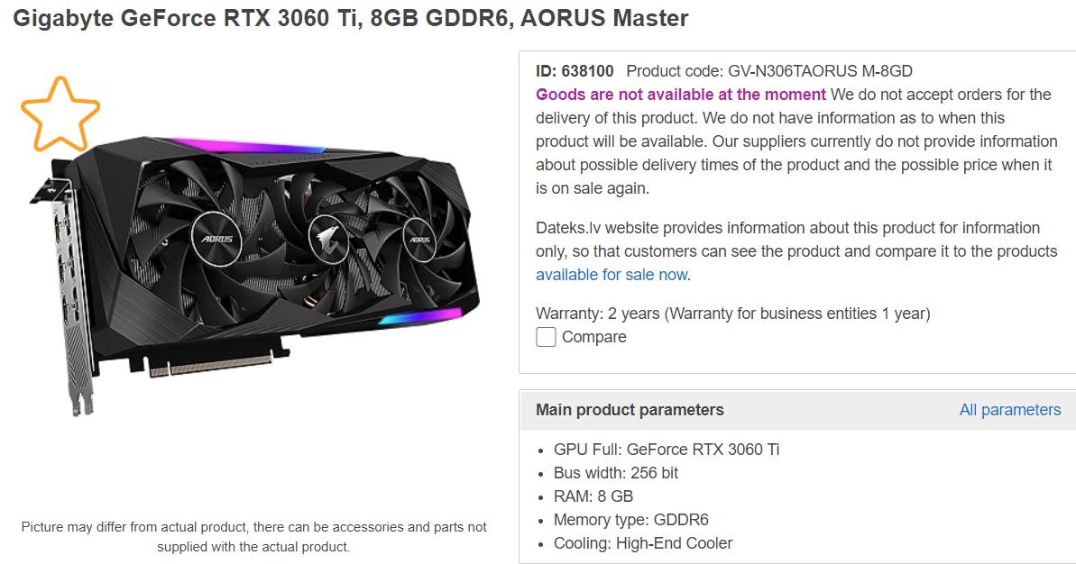 GeForce RTX 3060 Ti se dostává do nabídky obchodů, kolik stojí?