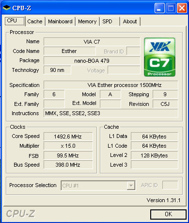 Procesor VIA C7-M otestován