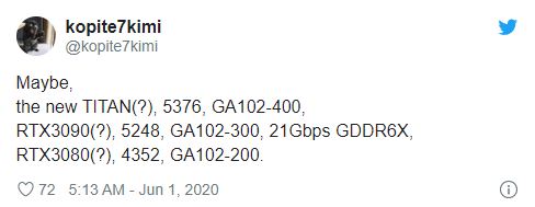 Máme tu už hlavní specifikace GeForce RTX 3090/3080Ti/3080?