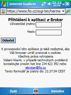 Obchodování s akciemi na PDA