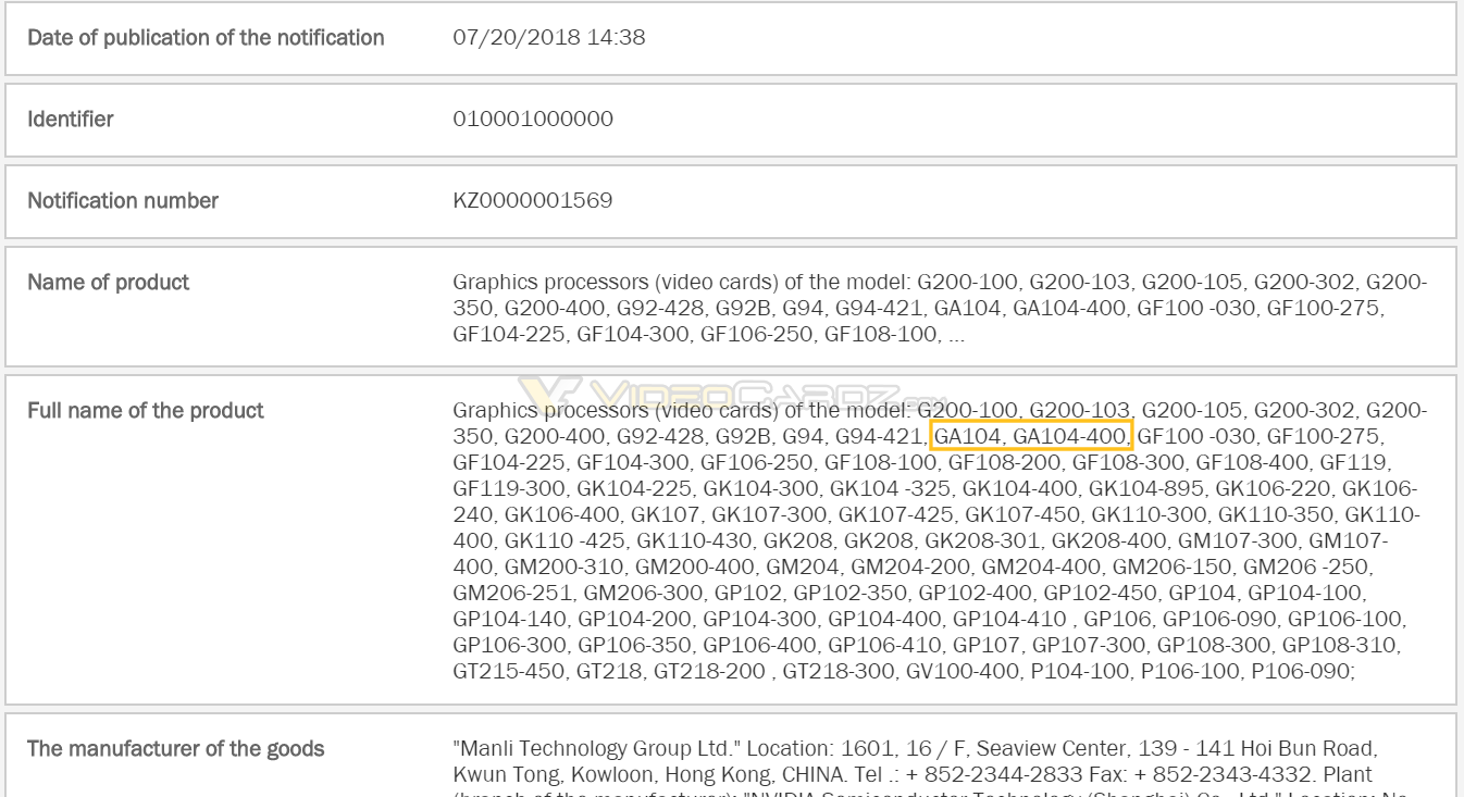 Objevilo se GPU GA-104 "Ampere" a karty GeForce GTX 2080 a 2070