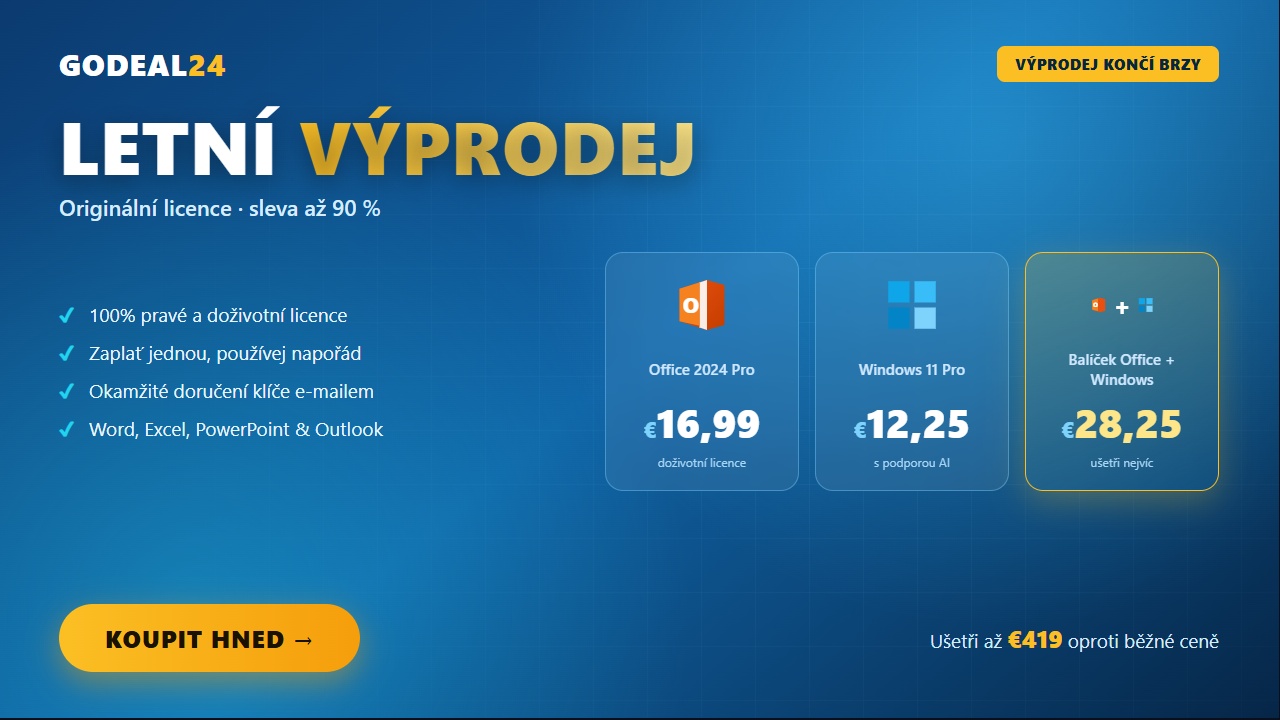 Letní výprodej Godeal24 brzy končí: Office 2024 Pro za 16,99 € a Windows 11 Pro za 12,25 €