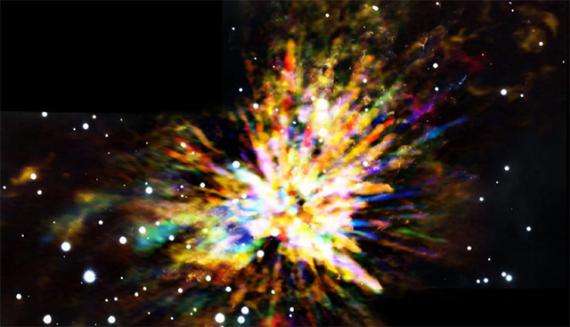 Spektakulární výbuch v souhvězdí Orionu jako důsledek srážky protohvězd