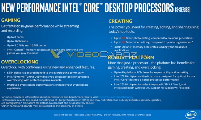 Intel potvrdil pájku na Core 9. generace i jejich specifikace