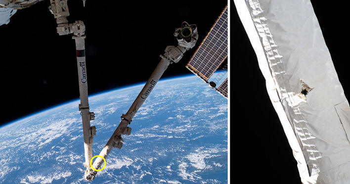 Vesmírné smetí poškodilo robotickou ruku Canadarm2 na ISS