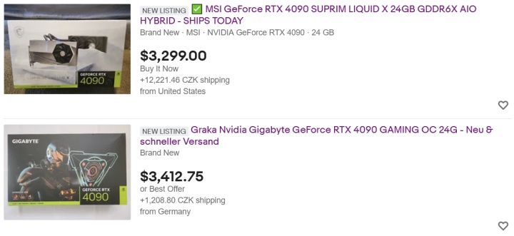 Scalpeři zase jedou: GeForce RTX 4090 na eBay i přes 3000 USD