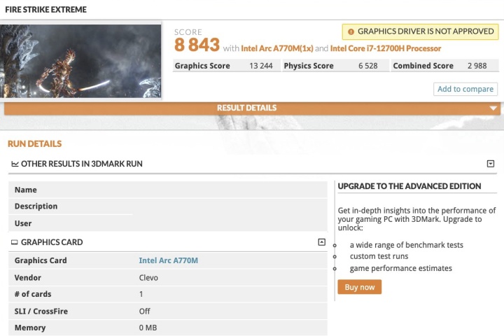 Intel Arc A730M benchmark