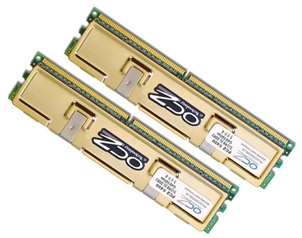 Ilustrační obrázek modulů OCZ DDR2 800 MHz Gold Dual Channel