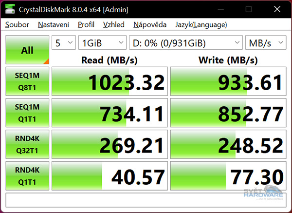 WD My Passport SSD 1TB CrystalDiskMark