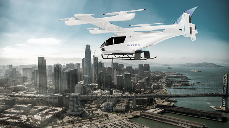 United Airlines: elektrická letadla (eVTOL) od Eve Air pro San Francisco od 2026